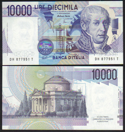 1984 Italy 10,000 Lire (Fazio/Amici) aUnc L000032